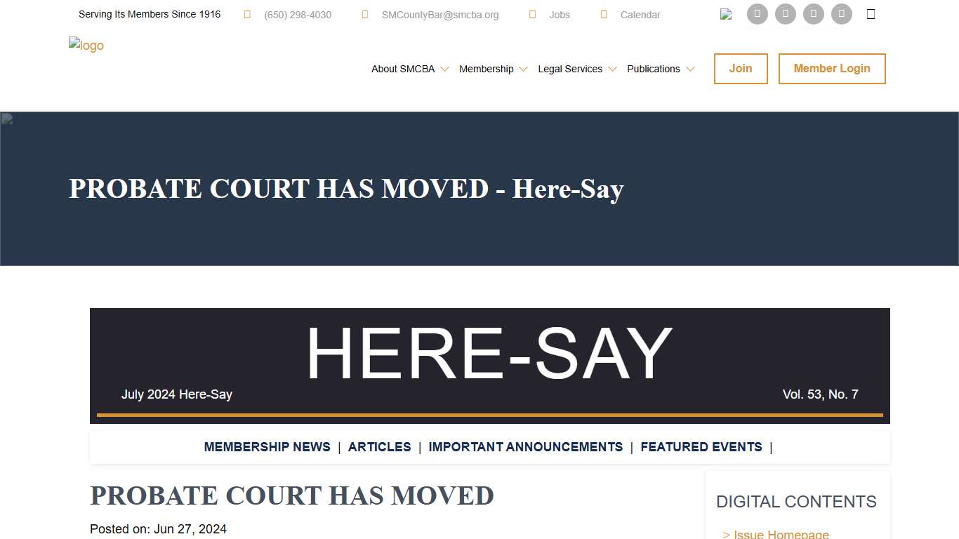 PROBATE COURT HAS MOVED - Here-Say